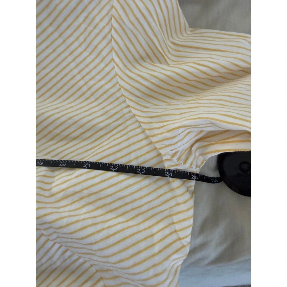 Lafayette 148 New York Size 20 Yellow Stripe Cotton Button Front Blouse Plus - Picture 8 of 8